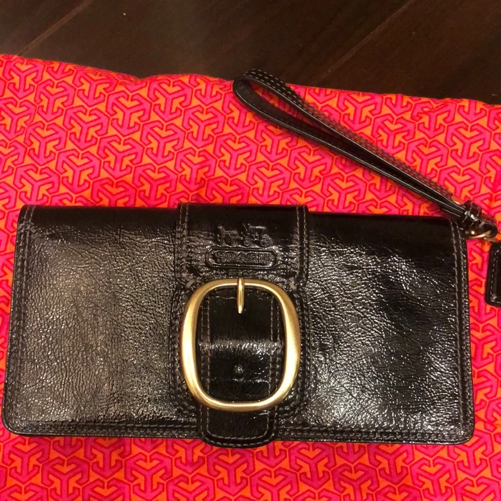 Coach wristlet with gold buckle. - Picture 1 of 4
